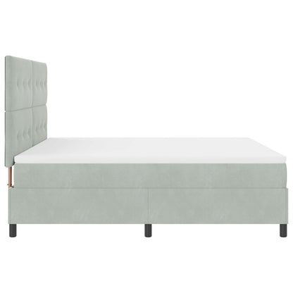 Boxspring Bed Met Matras Lichtgrijs Super King Velvet Blauw