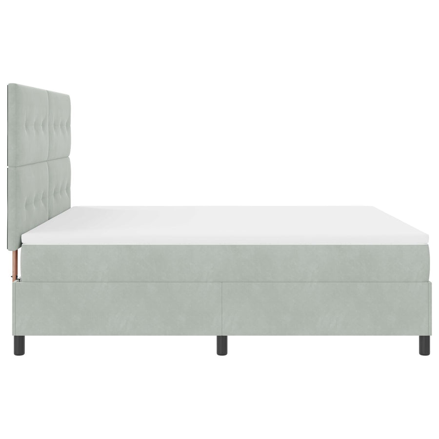 Boxspring Bed Met Matras Lichtgrijs Super King Velvet Blauw