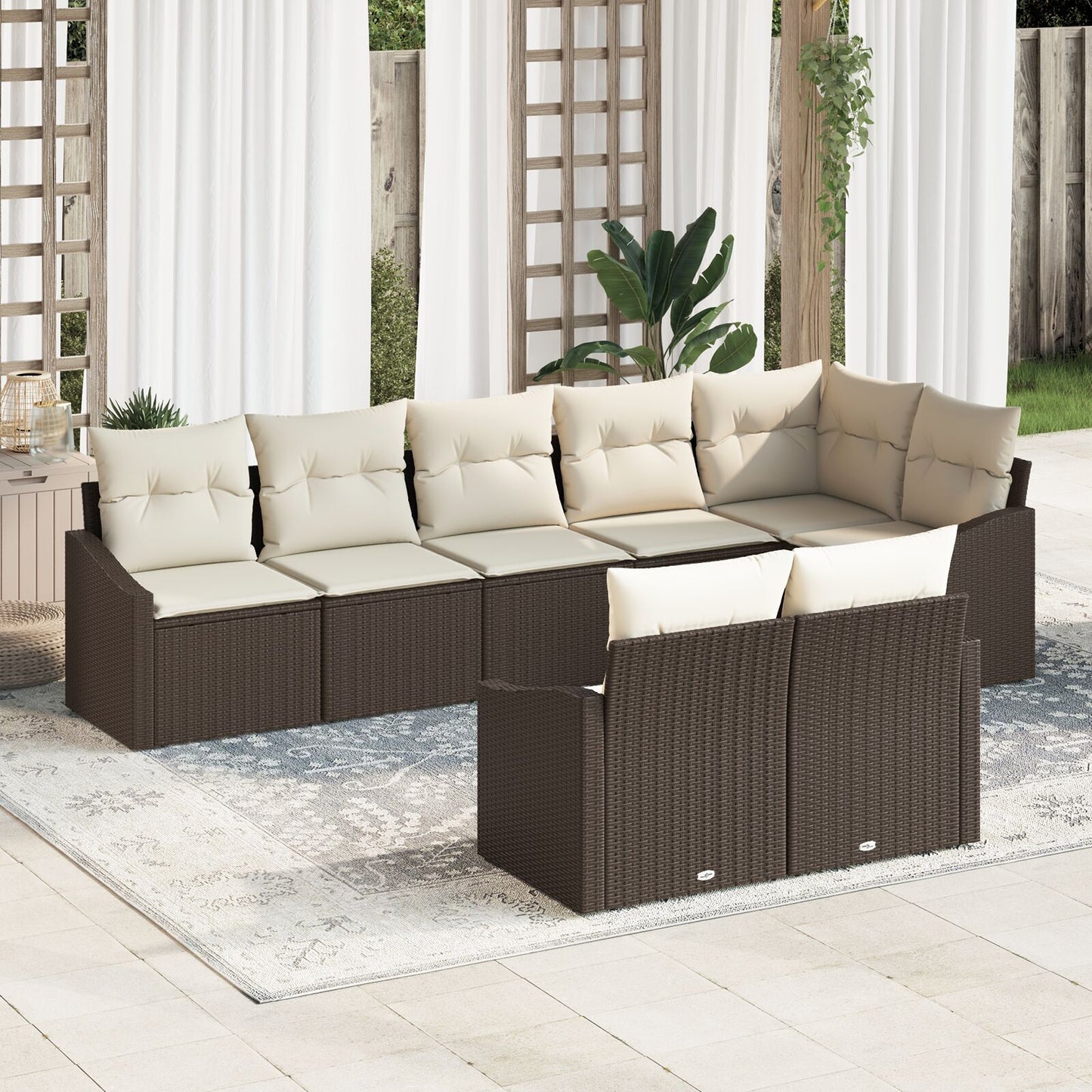Tuin Sofa Set 8-Delige Set Crème, Bruin