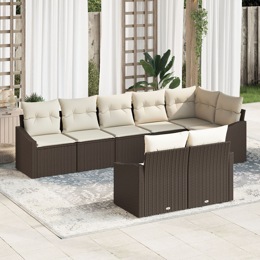Tuin Sofa Set 8-Delige Set Crème, Bruin