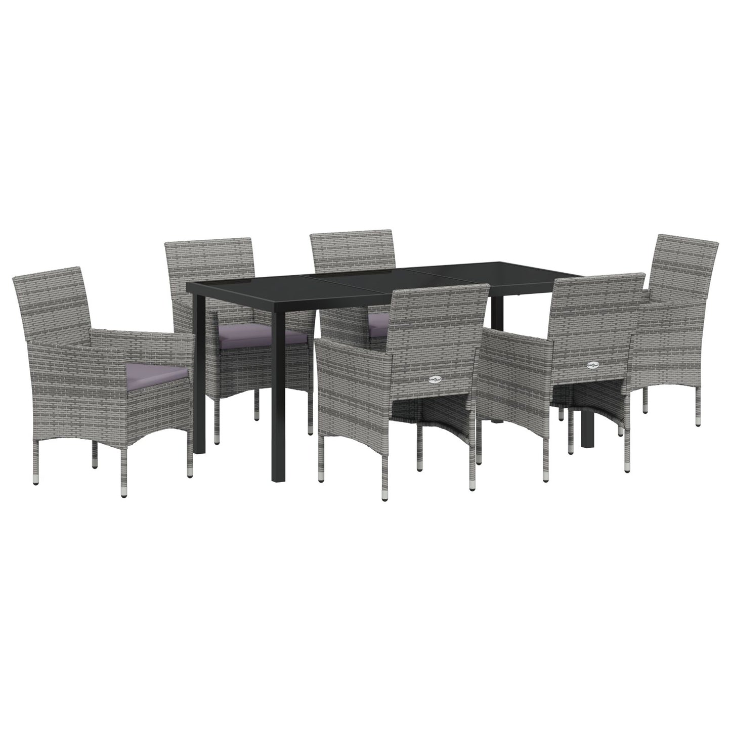 7-Delige Tuin Eetset Grijs Poly Rattan