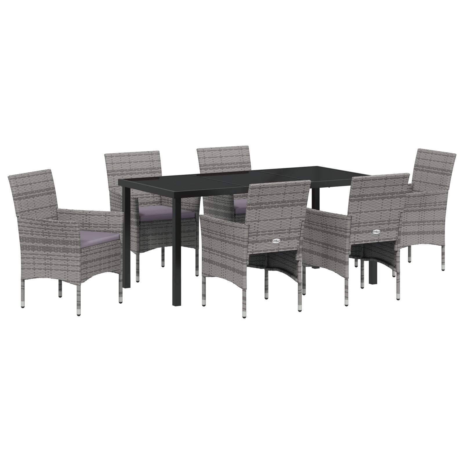 7-Delige Tuin Eetset Grijs Poly Rattan
