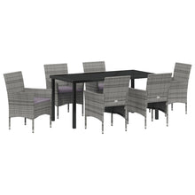 7-Delige Tuin Eetset Grijs Poly Rattan