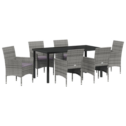 7-Delige Tuin Eetset Grijs Poly Rattan