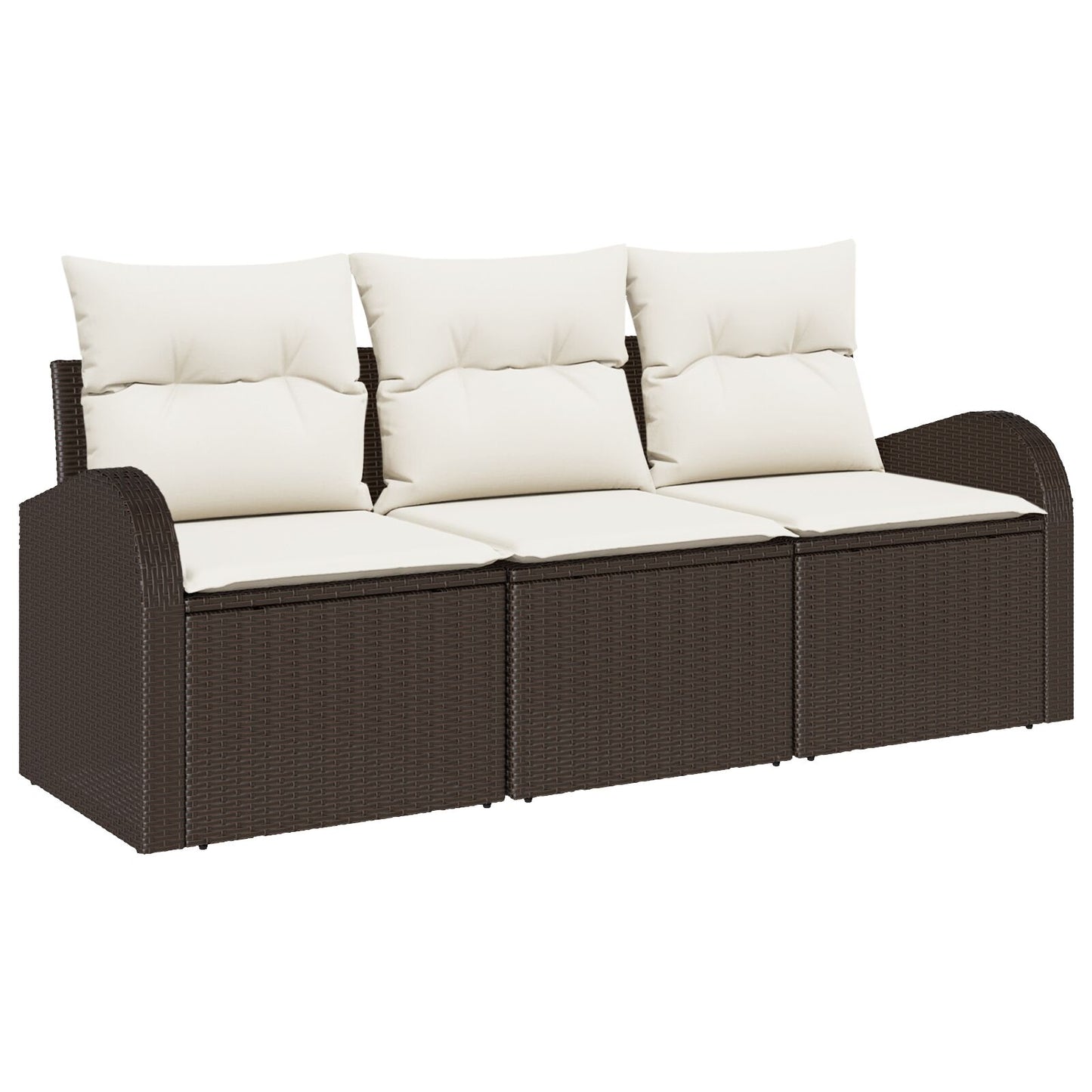 3-Delige Tuin Sofa Set Met Kussens Bruin Poly Rattan
