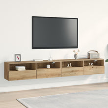 Tv Wandkasten 2 Stuks Bewerkt Hout Artisan eiken