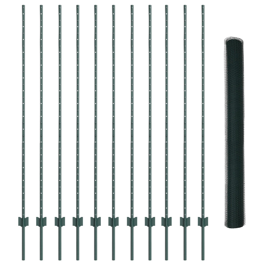 Zeshoekige Tuinhek Set Set van 2 Groen Metaal 25 x 1,5 m