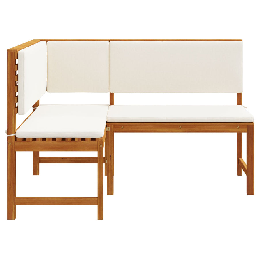 Tuhoekkussenbank Met Kussens 140X100X91 Cm Massief Acaciahout Crème wit L-vormige bank