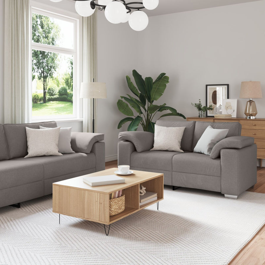 2-Delige Bankset Met Kussens Taupe Stof