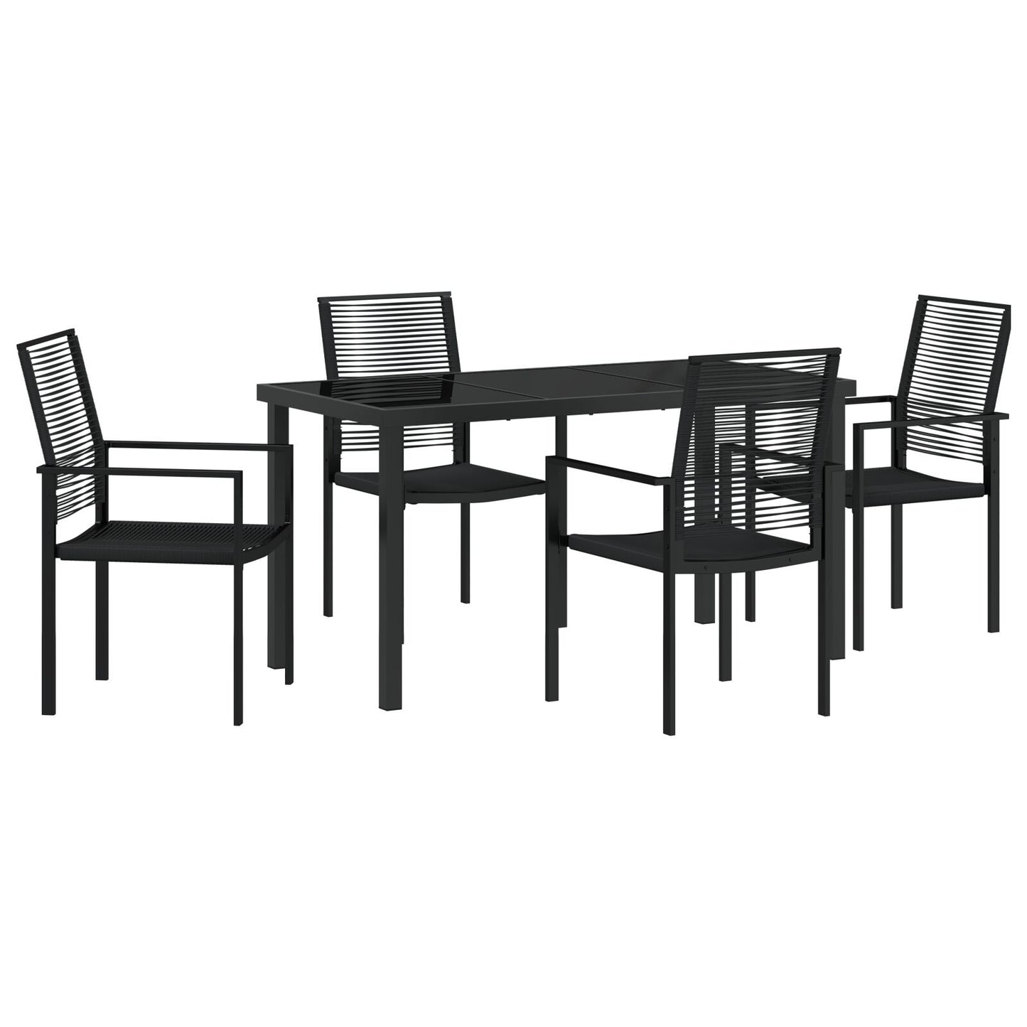 5-Piece Tuin Eet Set Zwart Pvc Riet