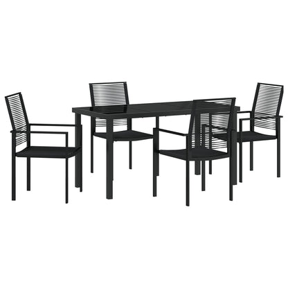 5-Piece Tuin Eet Set Zwart Pvc Riet