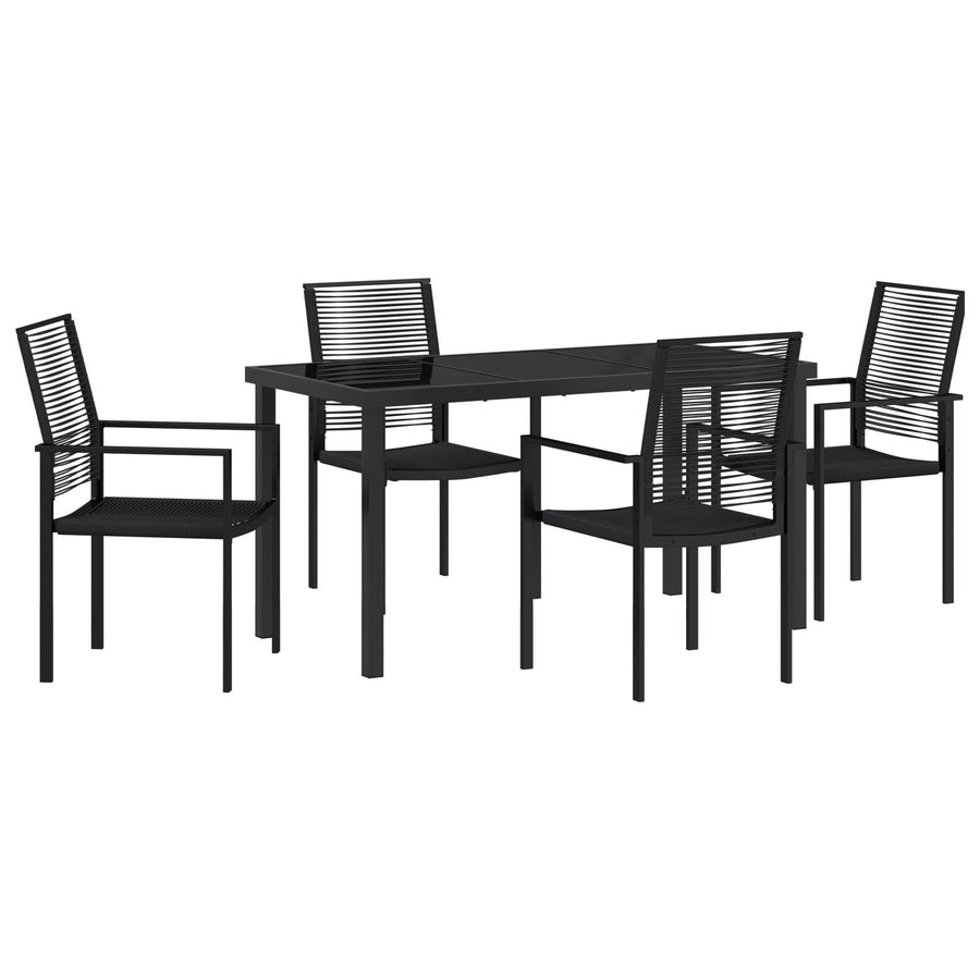 5-Piece Tuin Eet Set Zwart Pvc Riet
