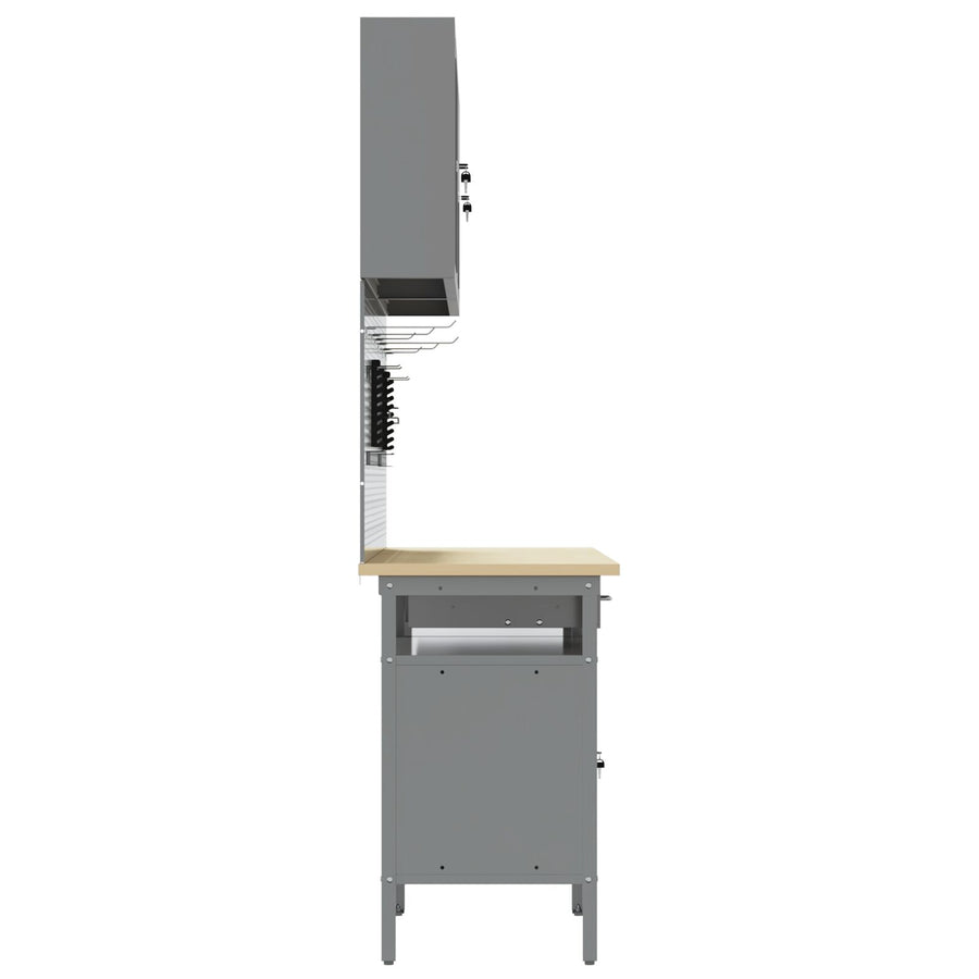 10-Delige Werkcabinet En Pegboard Set - Mdf En Metaal 4x (84 cm) Rood 4x kast + 4x prikbord + 2x gereedschap cabinet