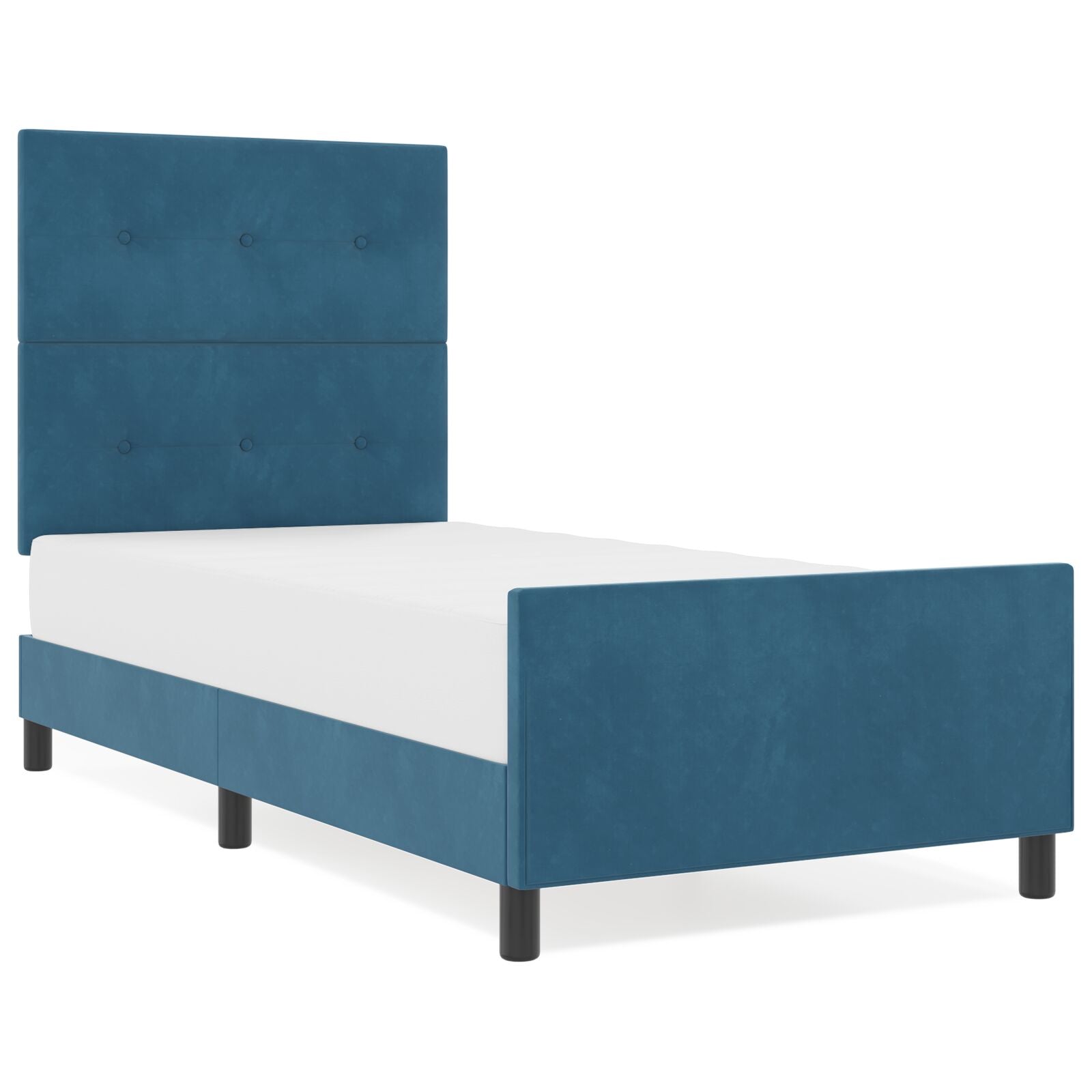 Bedframe In Donkerblauw Velours, 90X190 Cm Crème
