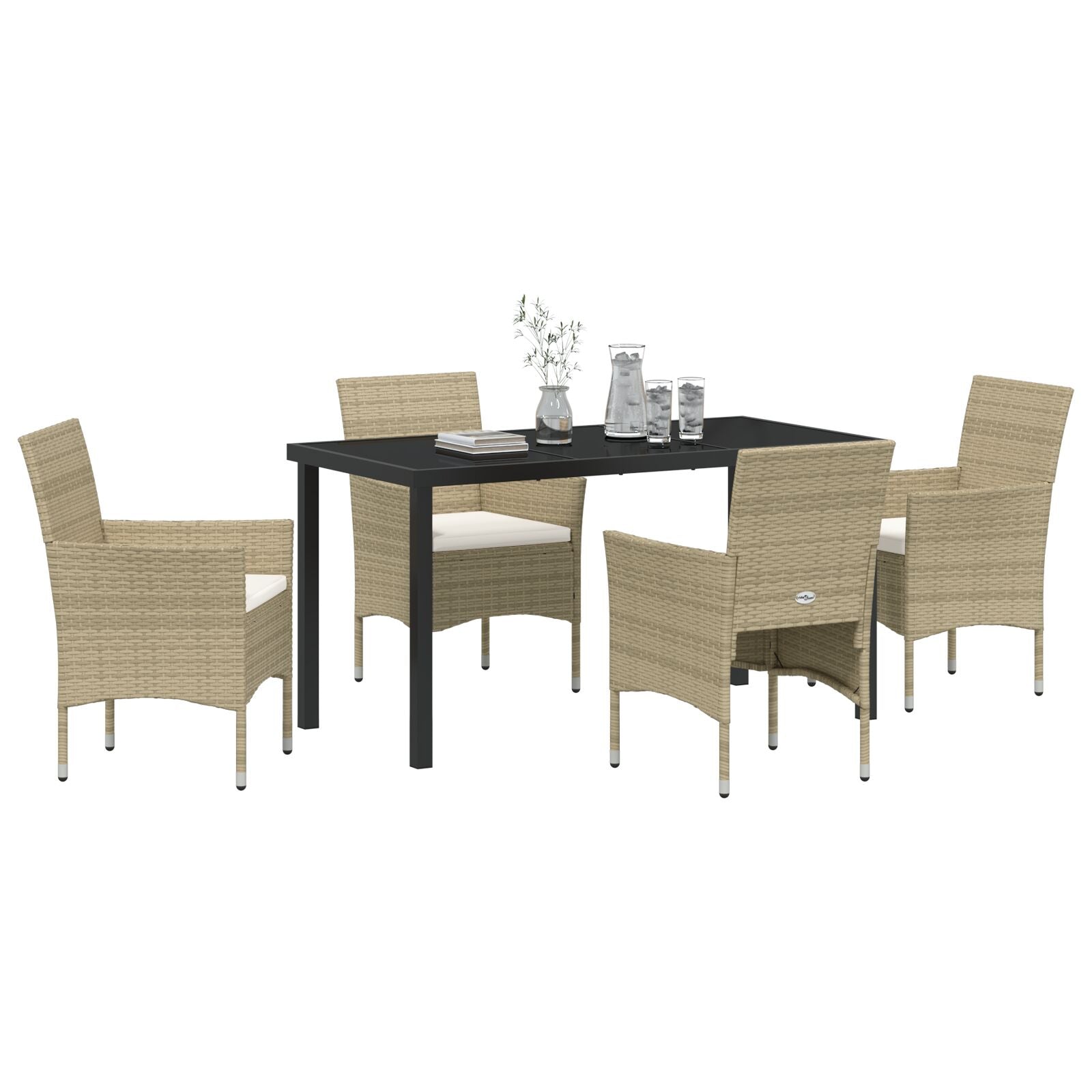 5 Delig Tuin Eetset Beige Poly Rattan