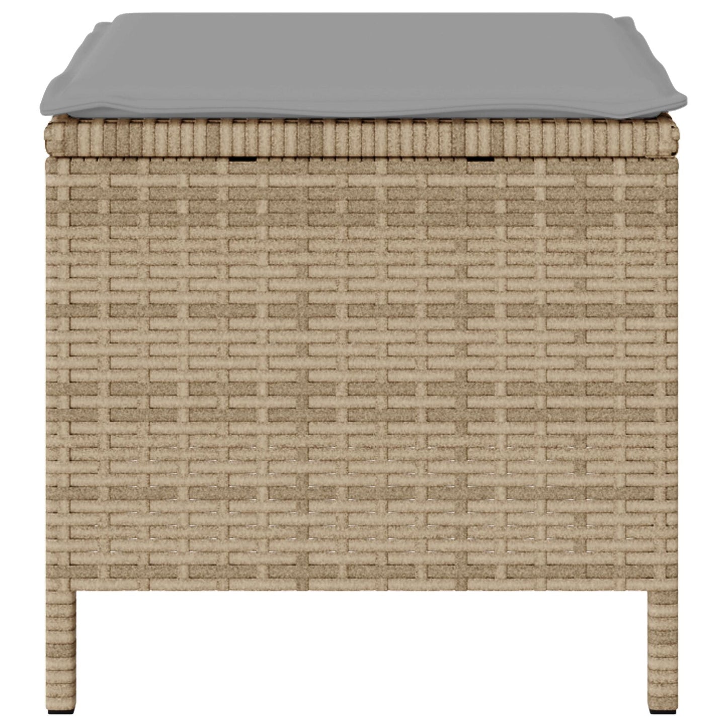 4 Delige Tuin Eettafelset Met Kussens Poly Rattan Acacia 110 cm Beige en grijs 3 krukken