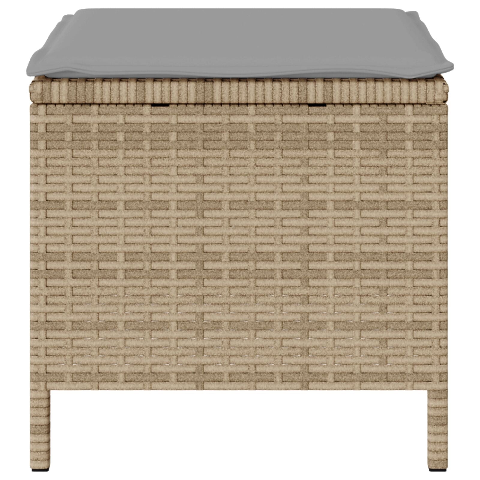 4 Delige Tuin Eettafelset Met Kussens Poly Rattan Acacia 110 cm Beige en grijs 3 krukken