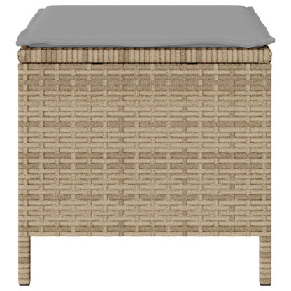 4 Delige Tuin Eettafelset Met Kussens Poly Rattan Acacia 110 cm Beige en grijs 3 krukken