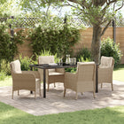 Tuinstoelenset polyrattan beige 5-delig