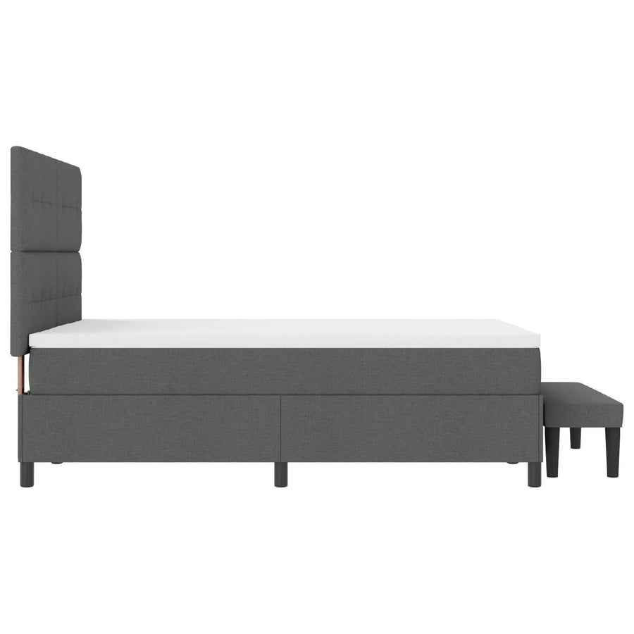 Boxspring Bed Met Matras & Bank Stof Donkergrijs 160 x 200 cm Met knopen