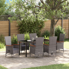 7-Delige Tuin Eetset Met Kussens Grijs Poly Rattan