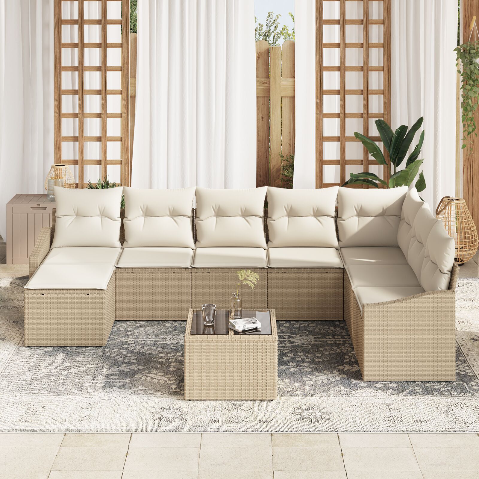 9-Delig Tuin Sofa Set Met Kussens Bruine Poly Rattan