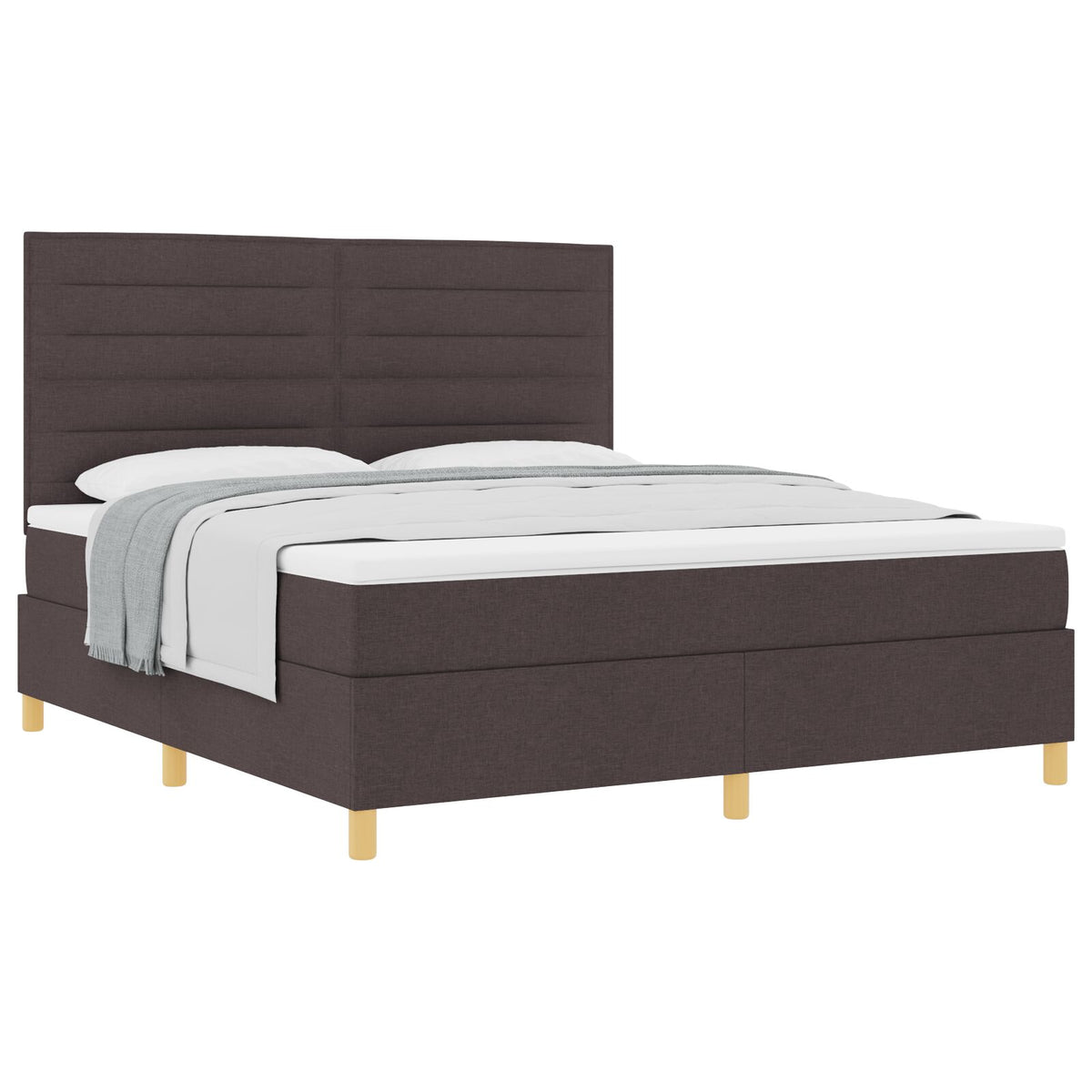 Boxspringbed Met Matras Donkerbruin Super King Stof Blauw