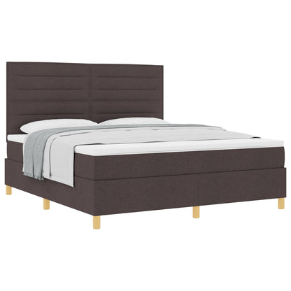 Boxspringbed Met Matras Donkerbruin Super King Stof Blauw