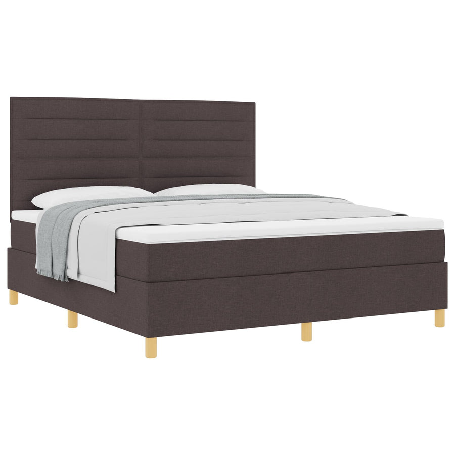 Boxspringbed Met Matras Donkerbruin Super King Stof Blauw