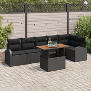 Tuinset 7-delig poly rattan zwart