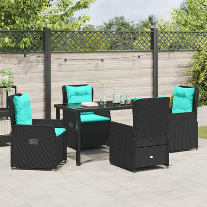 5-Delige Tuin Eetset Zwart Poly Rattan
