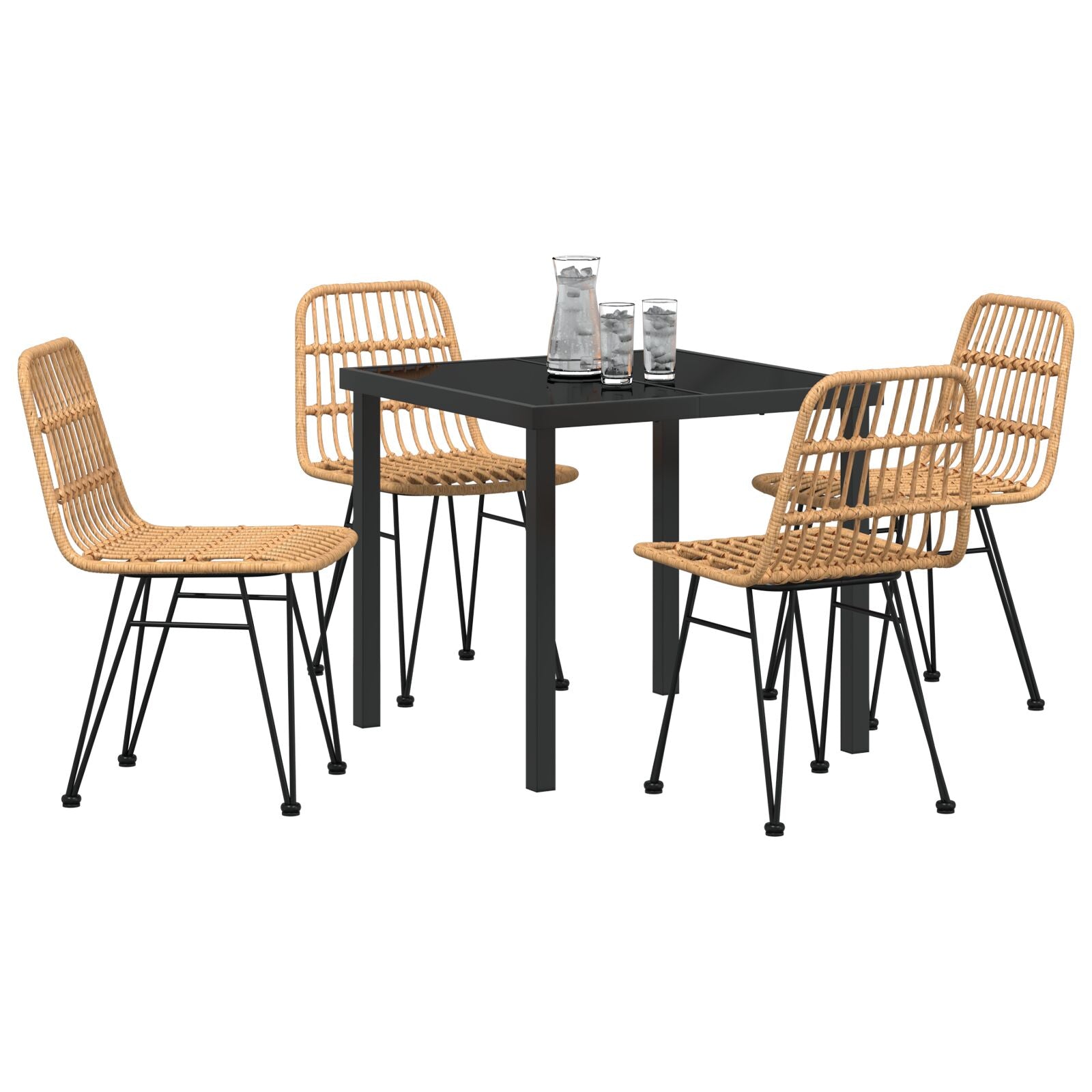 5-Delige Tuin Eetset Bruin Poly Rattan
