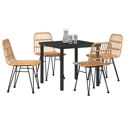 5-Delige Tuin Eetset Bruin Poly Rattan