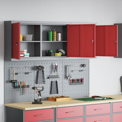 5 Delige Gereedschapskast En Pegboard Set Voor Aan De Muur Rode Metaal