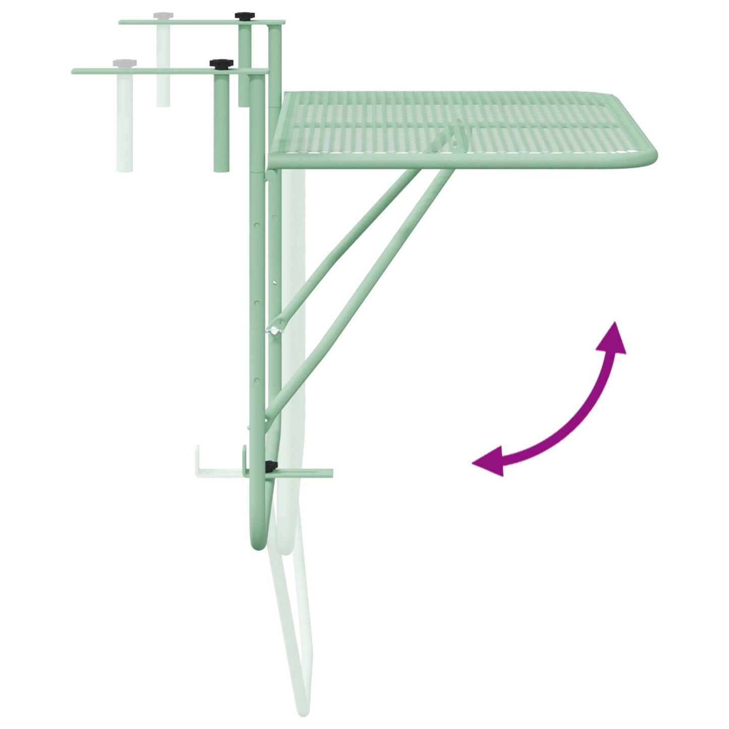 Vouwbare Hangende Balkontafel - , 60X40 Cm, Staal Mintgroen Gaasontwerp