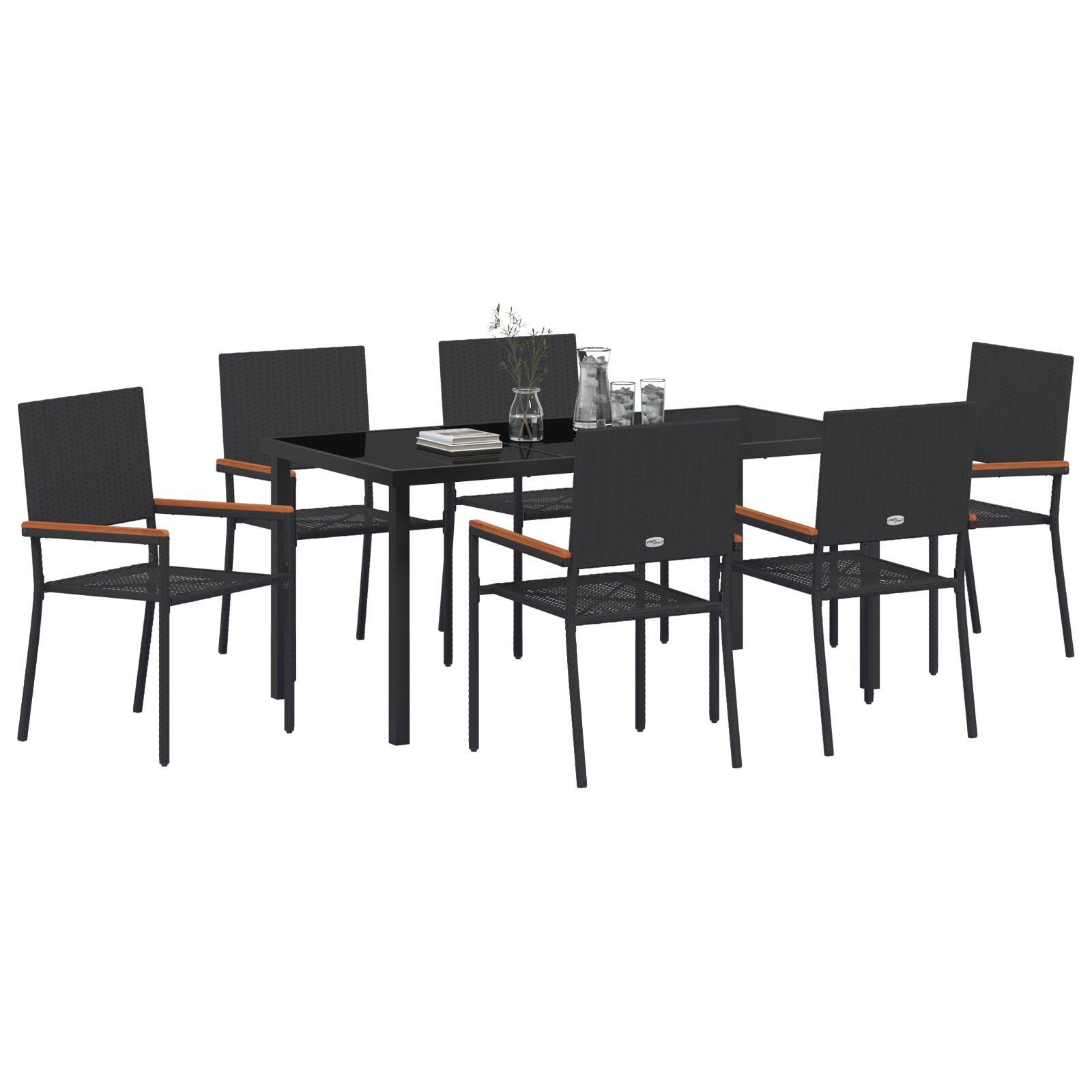 7-Persoons Tuin Eethoek Zwart Poly Rattan