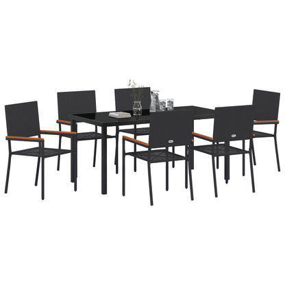 7-Persoons Tuin Eethoek Zwart Poly Rattan