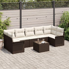 Garden Sofa Set with cushions 8 pcs Brown poly rattan