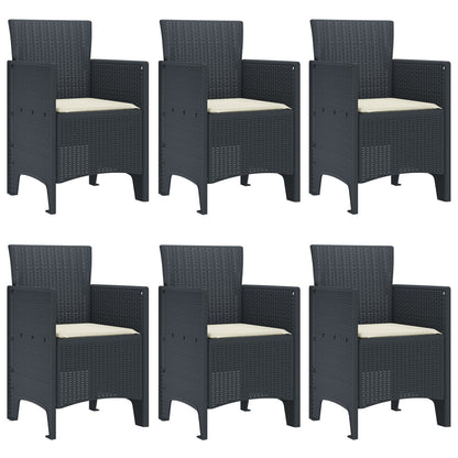 7-Delige Tuin Eettafel Set Met Kussens Anthraciet Poly Rattan