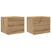 Bedside Cabinets Met Led Lichten Wandgemonteerd 2 Stuks Artisan Eiken Ambachtelijk eiken