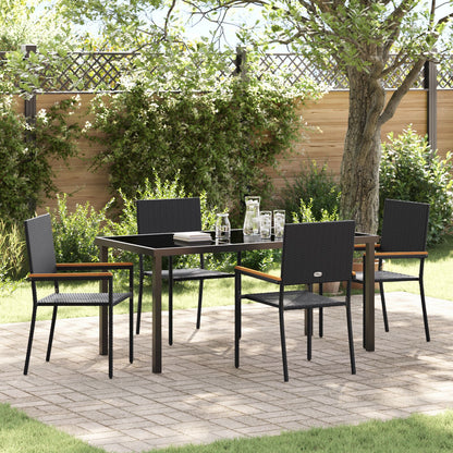5-Delige Tuin Eetset Zwart Poly Rattan
