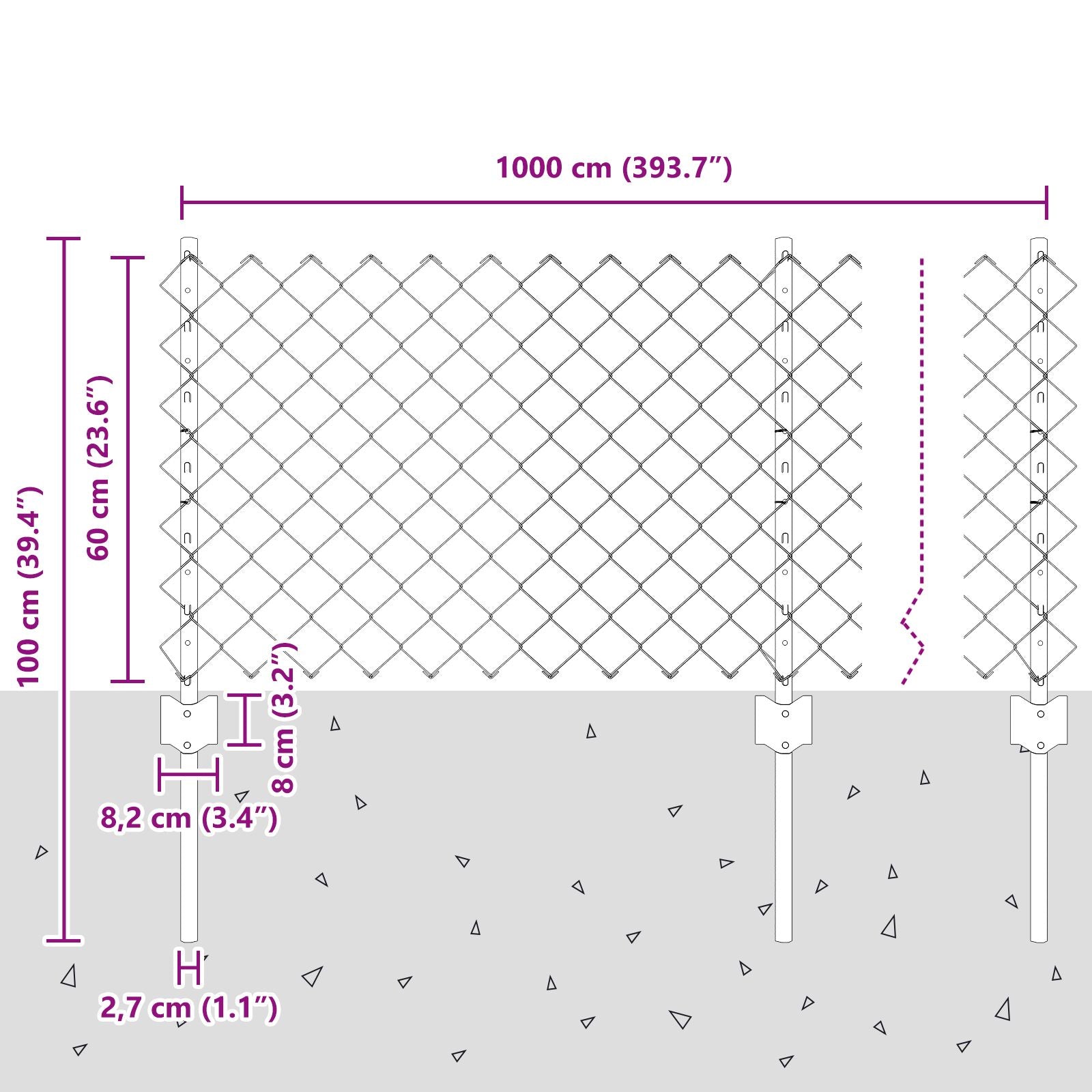 Kettinglinkhek Met 10 U-Posten Groen 0.6X10 M Staal