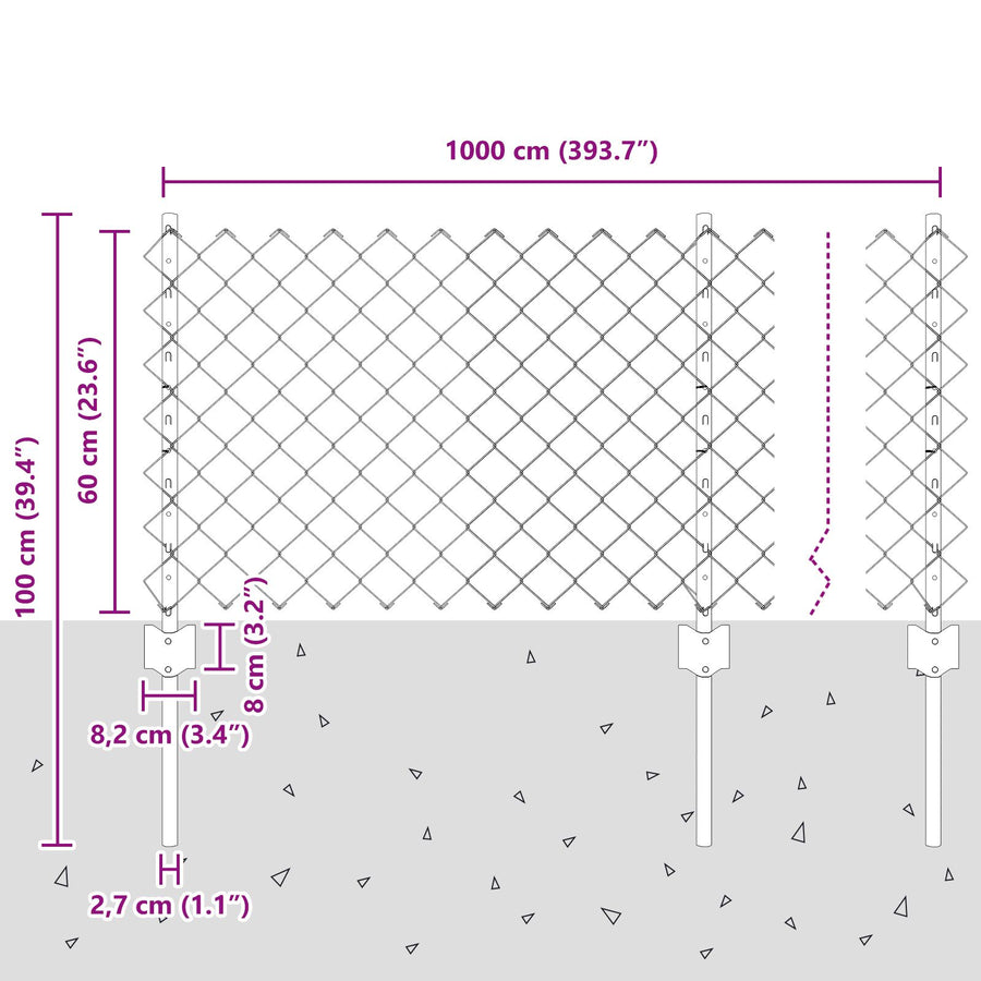 Kettinglinkhek Met 10 U-Posten Groen 0.6X10 M Staal