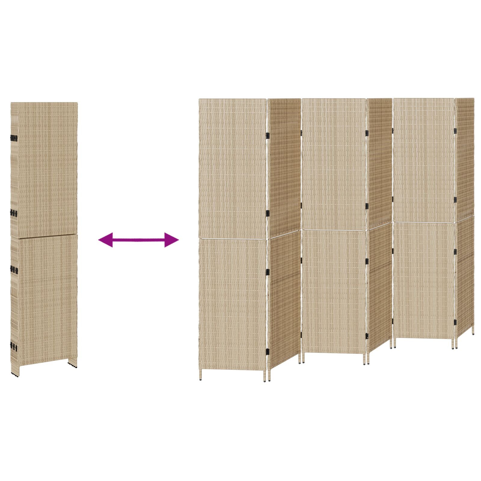 Scheidingswanden Hout Groot Opvouwbaar Kamer Scheiding 180 cm Beige 6 panelen