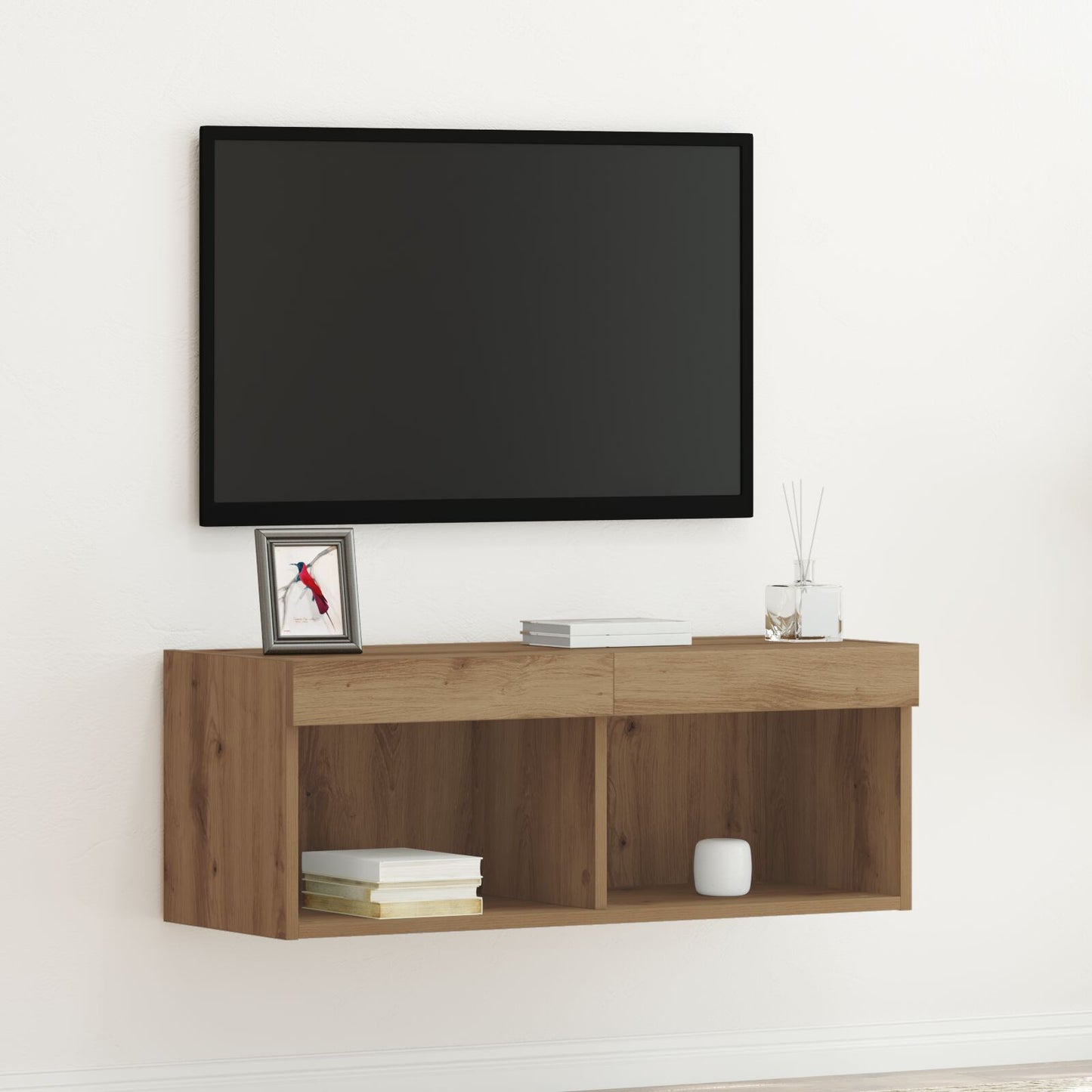 Tv Wandkast Met Led Verlichting 1 Artisan Eiken