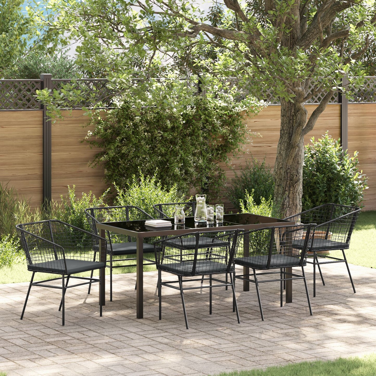 Set Van 4 Zwart Poly Rattan Twee Persoons