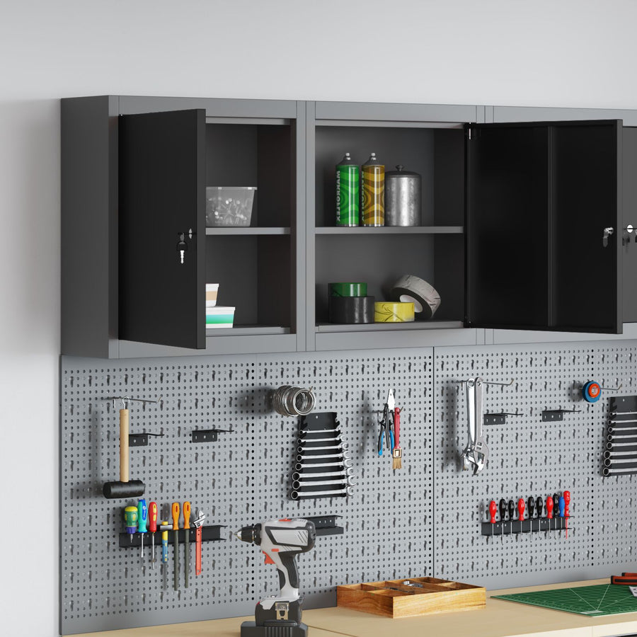 Gereedschapskast Muurmontage 50X20X55 Cm Staal 50 cm Zwart en grijs Muurkast