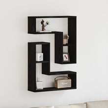 Wandplanken Set Van 2 Zwart Eiken 50X15X85 Cm Houtvezel