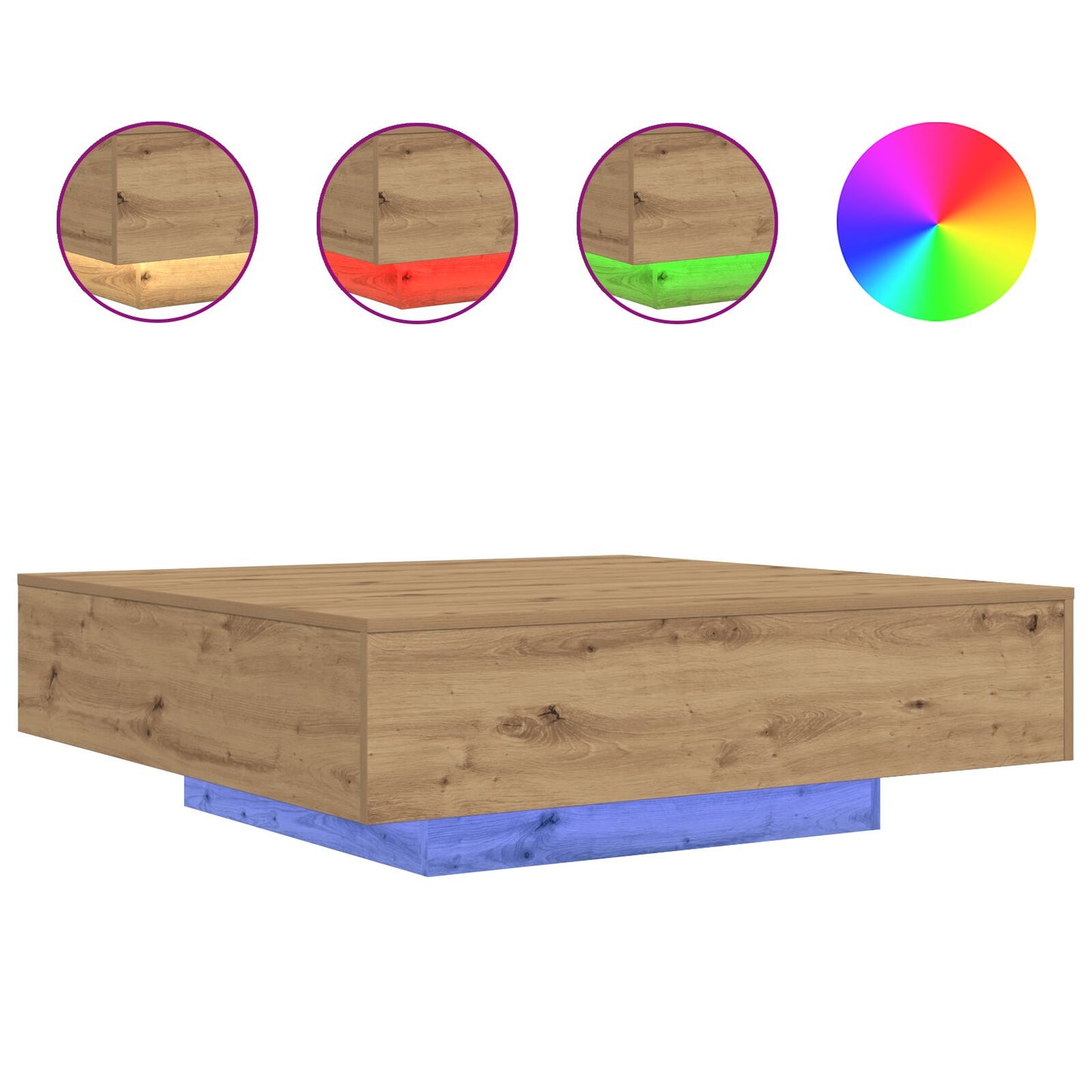 Salontafel Ambachtelijk Eiken Bewerkt Hout 100 X 100 X 31 Cm