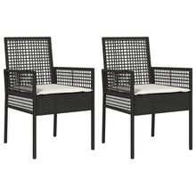 Tuinstoelen 2 Stuks Met Kussens Poly Rattan Zwart en crème
